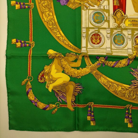 Cartier scarf Carre 90 Greens Silk100% - Picture 5 of 9